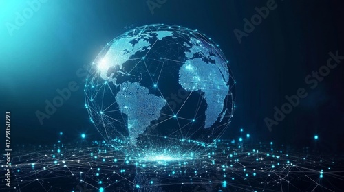 Visualizing global connectivity a digital globe with glowing distribution lines in a high-tech environment