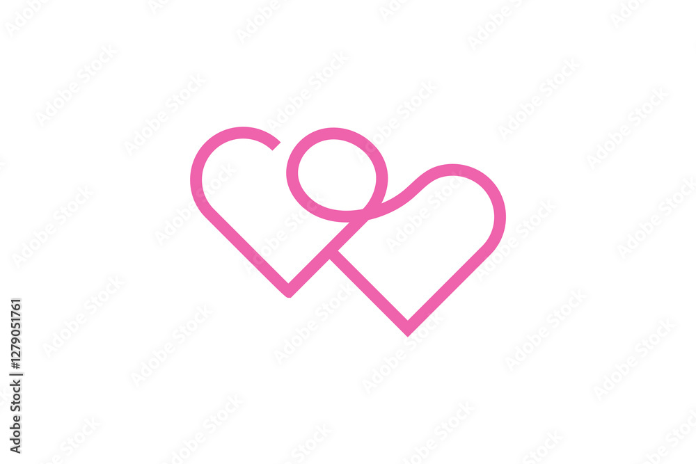 creative outline double love symbol logo design vector illustration. creative outline double love symbol logo design vector illustration.