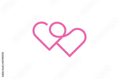 creative outline double love symbol logo design vector illustration.
