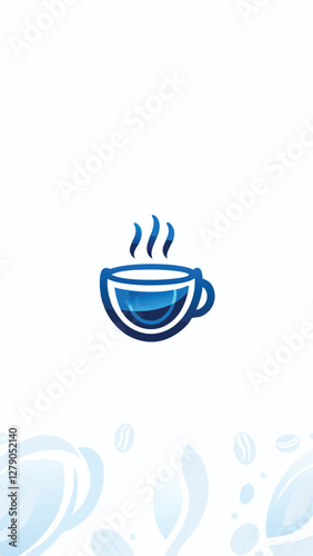 Design a modern coffee shop logo featuring a steaming coffee cup, incorporating minimalist geometric shapes and a sophisticated color palette.