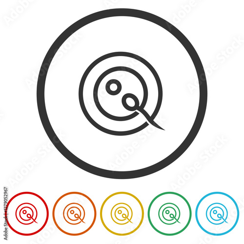 Human fertilization icon. Set icons in color circle buttons