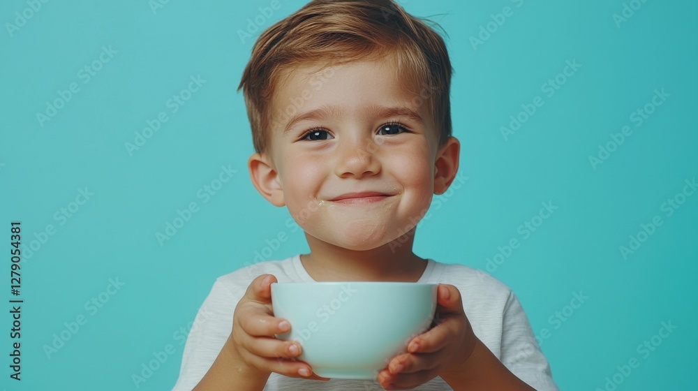 Cute happy child boy having soup for lunch. Kid eating soup. Child eating healthy food on studio iosolated background. Cute happy child boy having soup for lunch. Kid eating soup. Child eating healthy food on studio iosolated background.