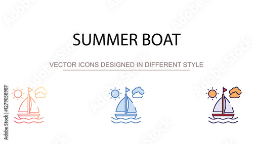 Summer Boat icon design with white background stock illustration
