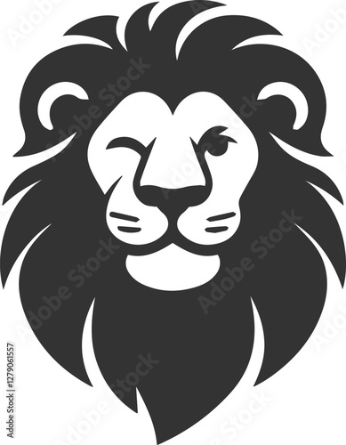 A lion winking with a smirk silhouette vector