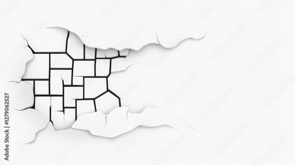 Cracked Wall with Torn Edges Revealing a Broken Surface in Background Design Concept Cracked Wall with Torn Edges Revealing a Broken Surface in Background Design Concept
