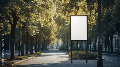 A street pole banner mock-up with an editable marketing message.