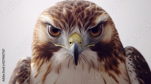 Intense eyes of a red-tailed hawk nature reserve wildlife photography natural habitat close-up view captivating bird of prey photo