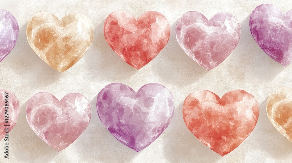 Obraz premium Pastel Hearts Pattern for Valentine's Day