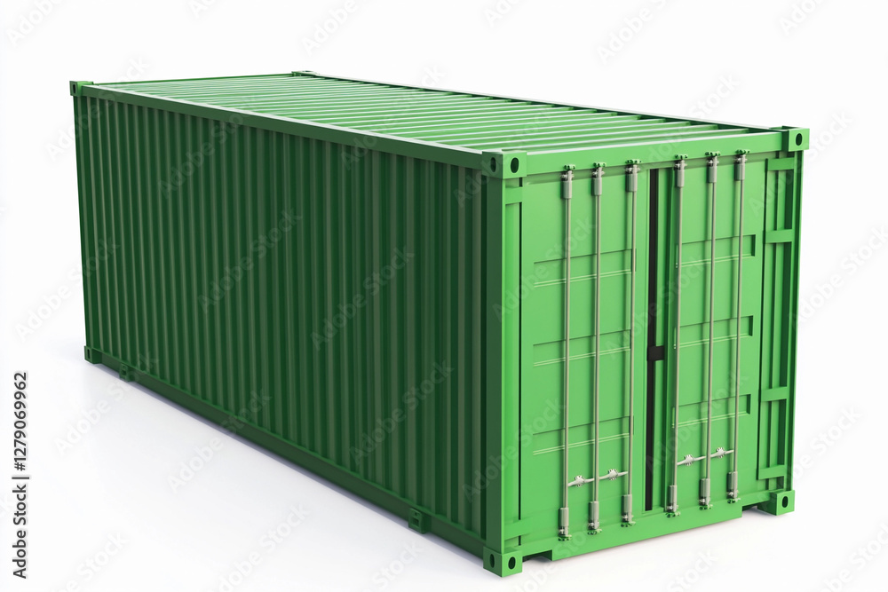 Green cargo container isolated in clean background. Generative AI Green cargo container isolated in clean background. Generative AI