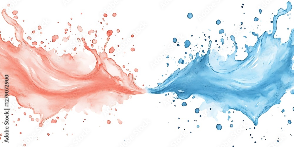 Fototapeta premium Two colorful splashes isolated on white