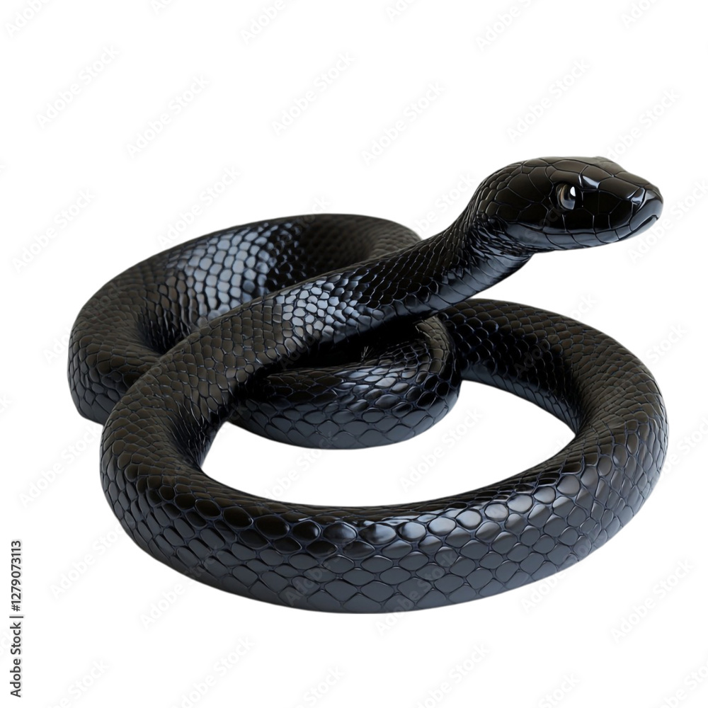 Obraz premium Majestic Black Snake Coiled Power and Mystery