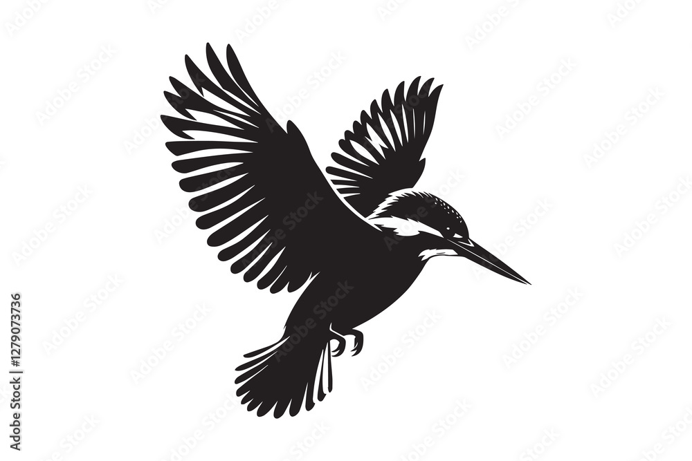 Fototapeta premium kingfisher silhouette with white background