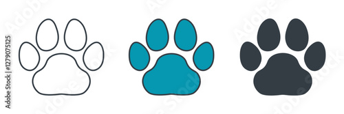 Animal Paw Print icon symbol vector illustration isolated on white background