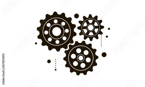 Mechanical gears. Gear wheel cogwheel icon. Technological design with geometric elements symbolizing industry and engineering processes. Vector gear icon