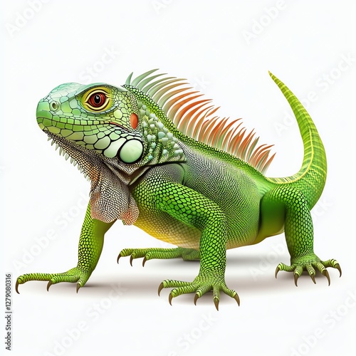 Colorful iguana on white isolated background. photo