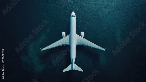 Araflane glides gracefully above the vibrant ocean under a clear blue sky, capturing the essence of freedom and tranquility in the vast landscape.