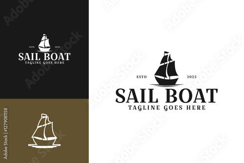 Sailboat logo design template vector illustration