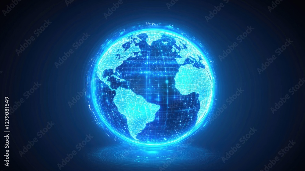 Glowing Digital Earth, A Futuristic Representation of Global Connectivity Glowing Digital Earth, A Futuristic Representation of Global Connectivity