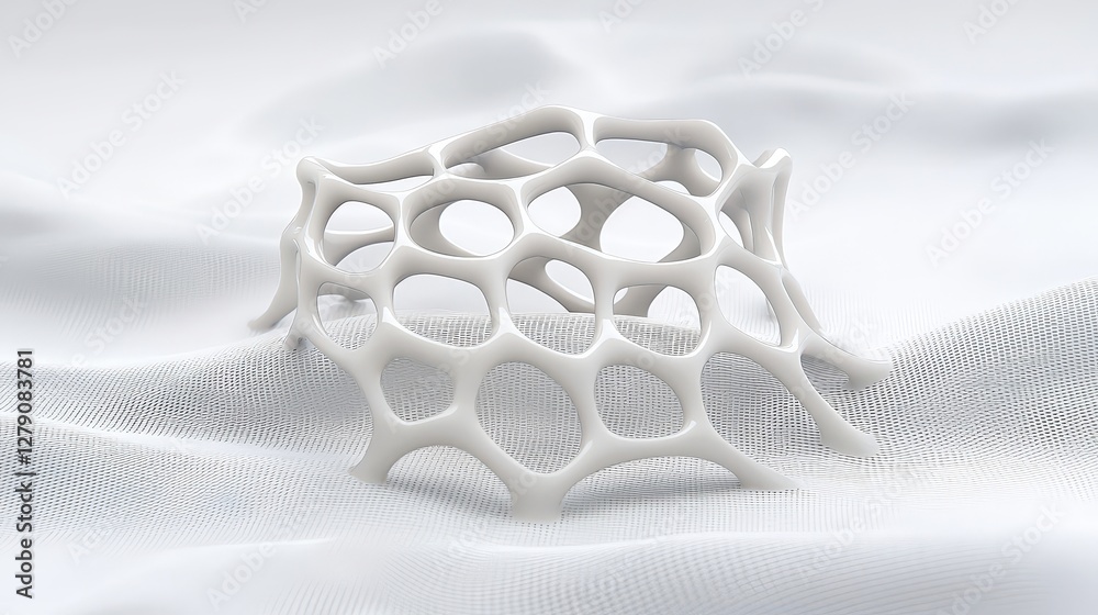 Abstract 3D Object with Organic Shapes on Soft Fabric Background for Modern Design Concepts