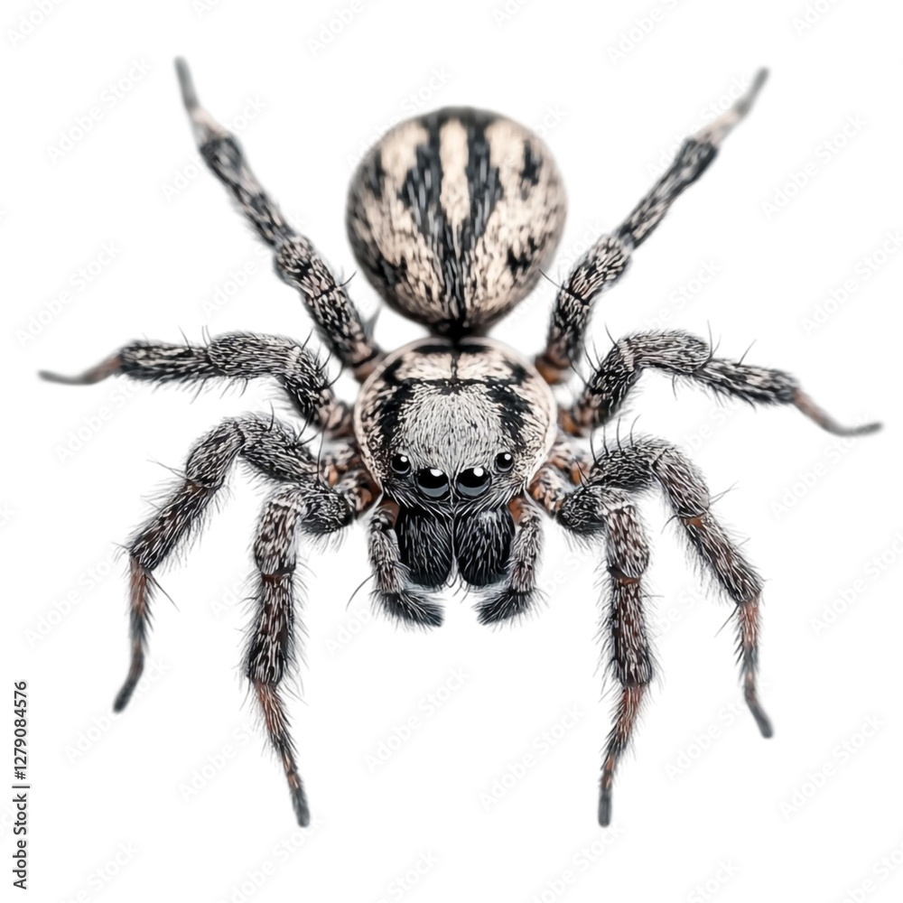 Obraz premium A hairy spider stares intensely a captivating macro shot showing intricate details,