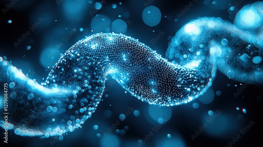 Shimmering Particles in Wave Formation with Depth and Light Reflections in a Dark Background Shimmering Particles in Wave Formation with Depth and Light Reflections in a Dark Background