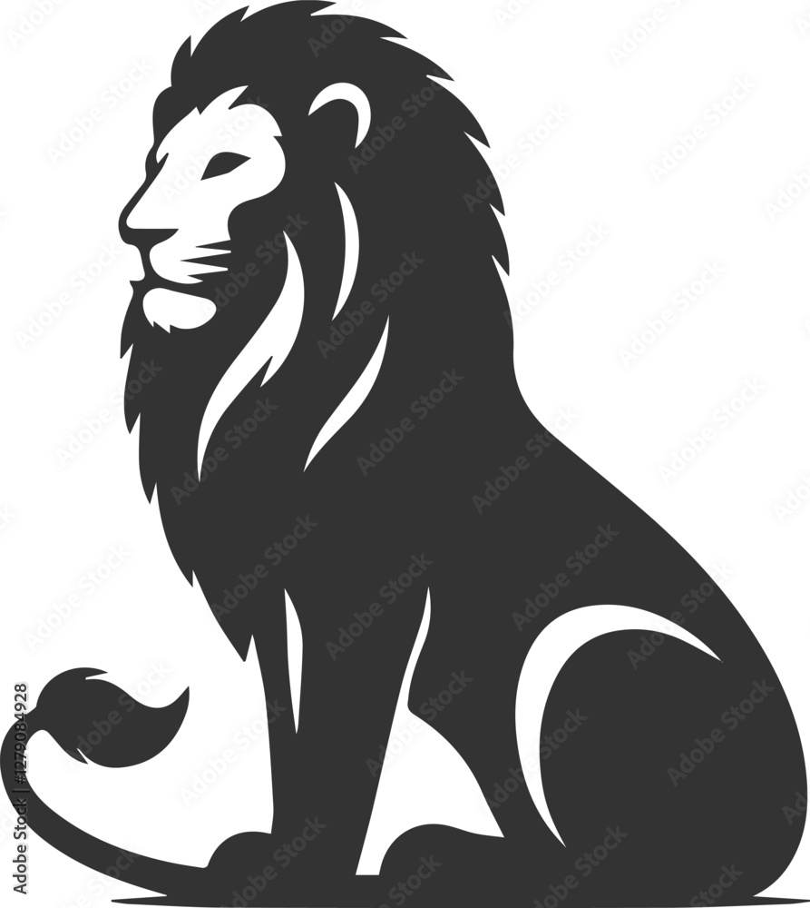 Obraz premium A lion sitting majestically with a calm gaze vector