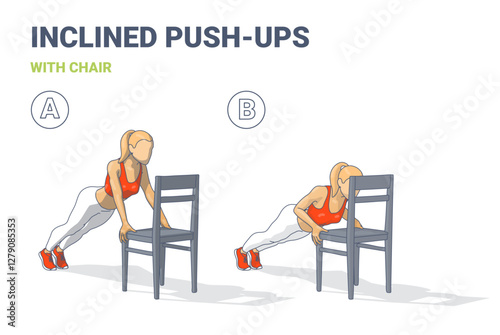 Inclined PushUps with Chair Two-Step Exercise Guide