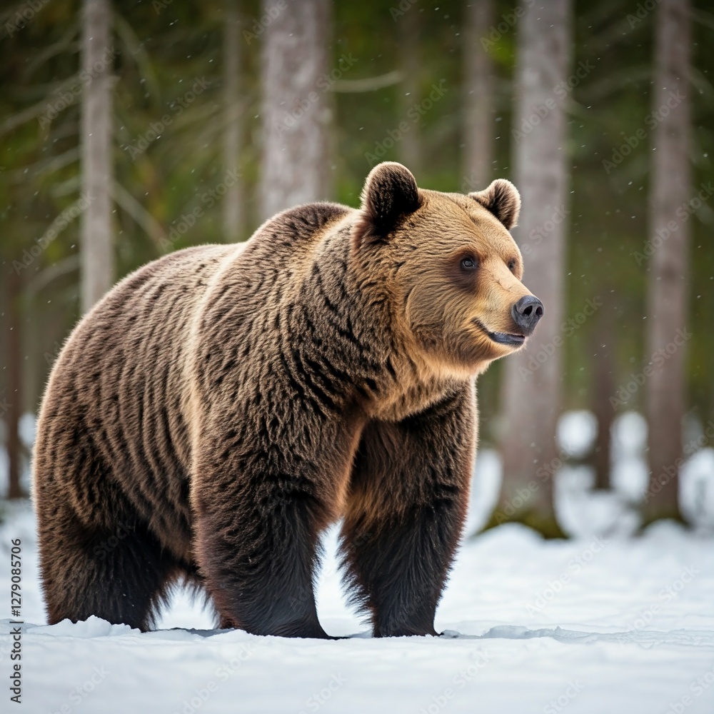 A Bear with Winter Coat in the Snow A Bear with Winter Coat in the Snow