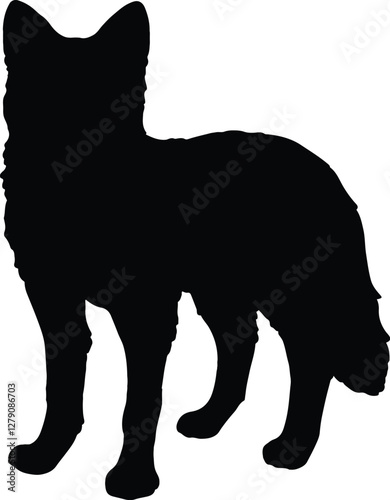 Cute hand drawn silhouette illustration of Dhole