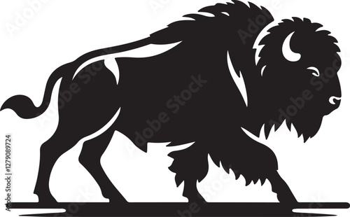 A simple Bison silhouettes vector style with white background.Print