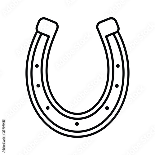 Lucky Horseshoe Symbol, Good Fortune, Irish Charm, Outline Illustration