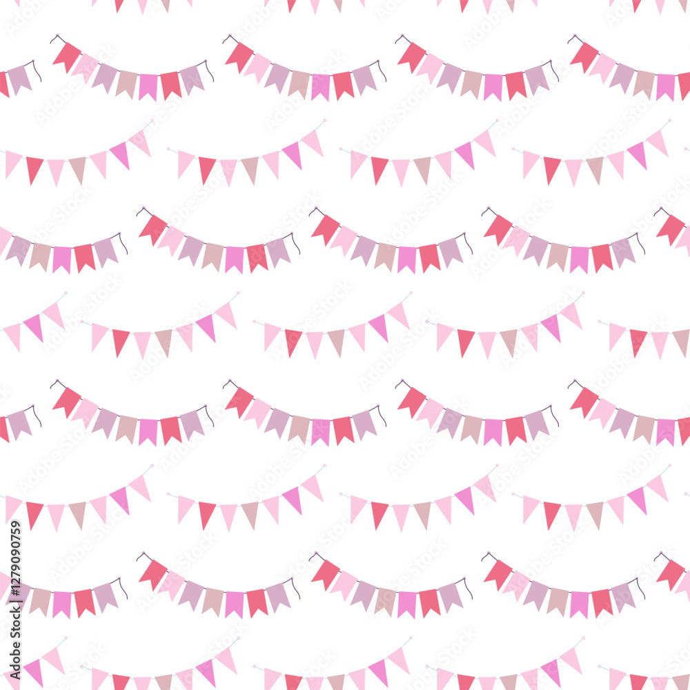 Multicolored Pennant garlands on rope Seamless Pattern in trendy pale shades. Party celebration fond Multicolored Pennant garlands on rope Seamless Pattern in trendy pale shades. Party celebration fond