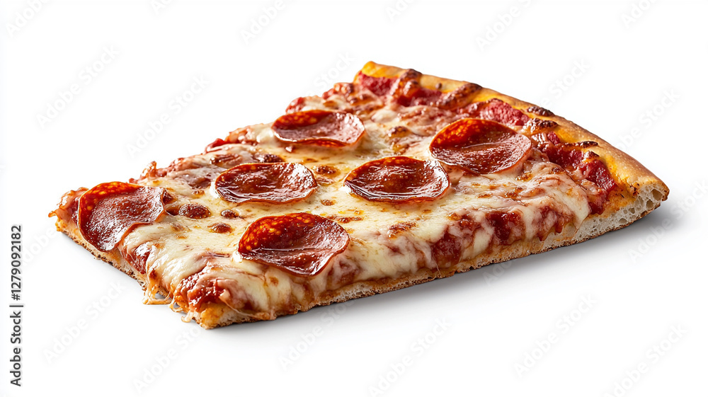 Close-Up View of a Delicious Pepperoni Pizza Slice with Crispy Crust and Melted Cheese Close-Up View of a Delicious Pepperoni Pizza Slice with Crispy Crust and Melted Cheese