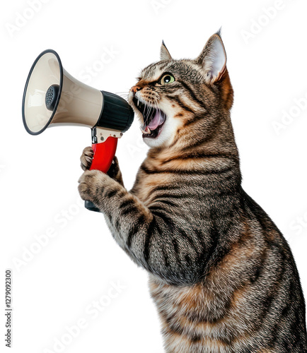 PNG A cat holding a megaphone photography animal pet.