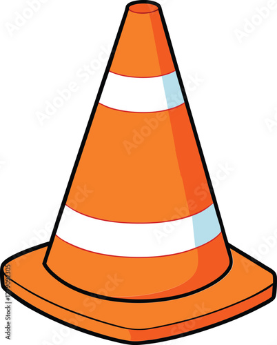 Traffic cone vector illustration for road safety, construction zones, transportation, and traffic management, perfect for signage, warnings, and public safety designs.
