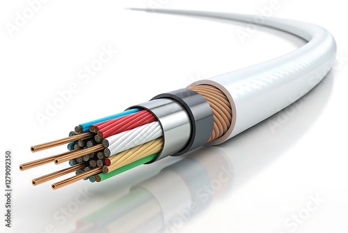 High-Voltage Electrical Cable with Lightning, Power Energy Concept Image