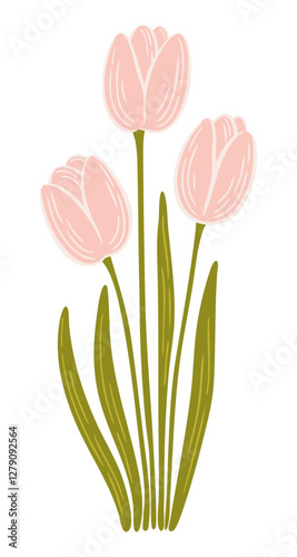 Bouquet with tulips. Abstract flowers. Vector.