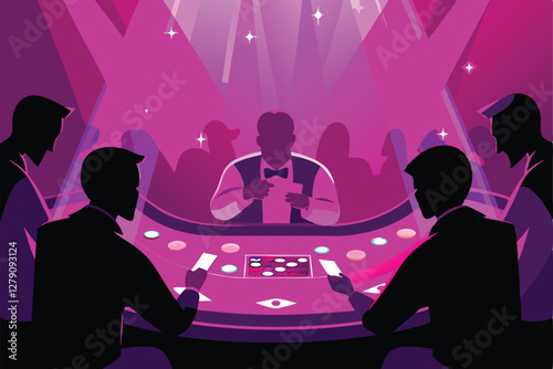 Render a dramatic high-stakes blackjack game; glowing cards, intense players, casino chips scattered, luxurious setting.  Focus on the tension.