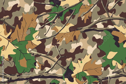 Hunting camouflage with tree for hunting and military. Hunting camouflage seamless pattern design. Vector hunting camo background