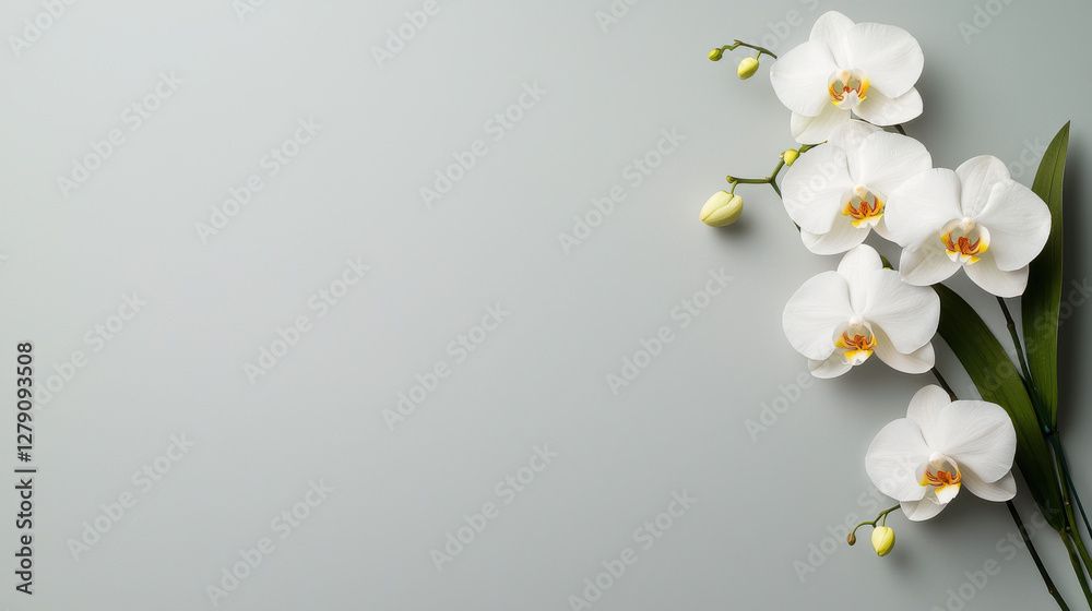 Elegant white orchids on soft green background Elegant white orchids on soft green background