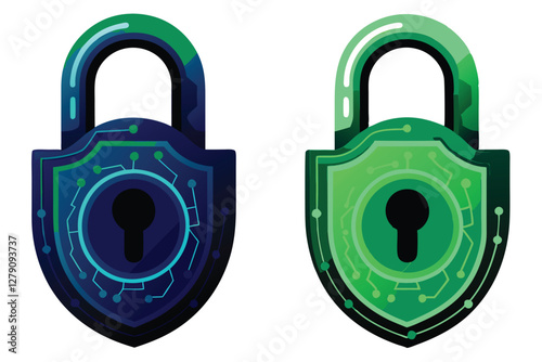 Design a futuristic, high-tech security banner featuring intricate, glowing digital locks and circuits.  Emphasis on sleek, modern design.