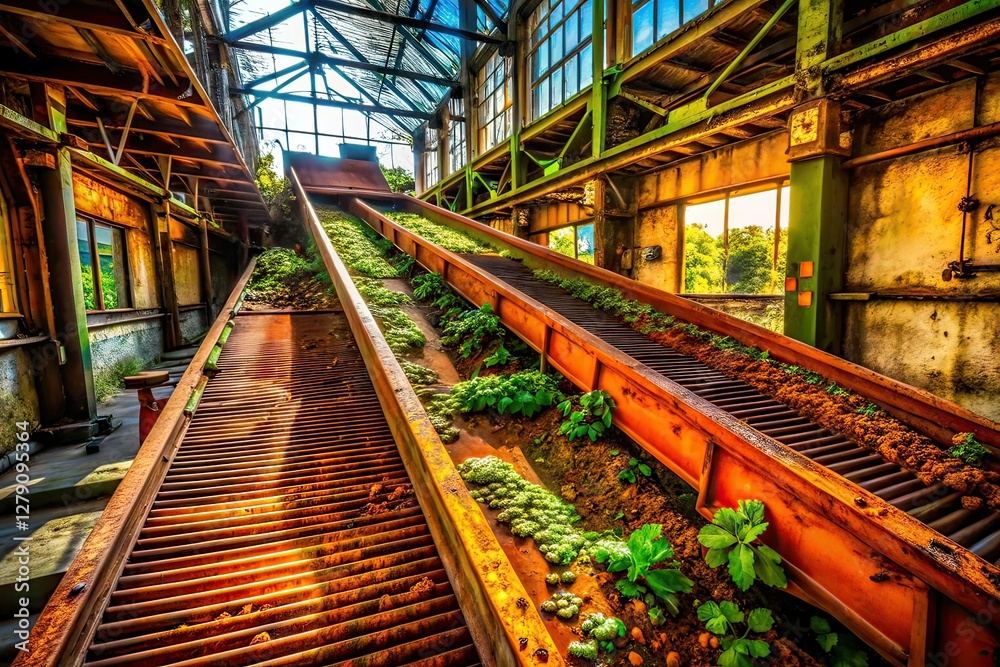 Abandoned Vegetable Conveyor Belt, Urban Exploration, Industrial Decay, Surreal Photography, Vintage Machinery Abandoned Vegetable Conveyor Belt, Urban Exploration, Industrial Decay, Surreal Photography, Vintage Machinery