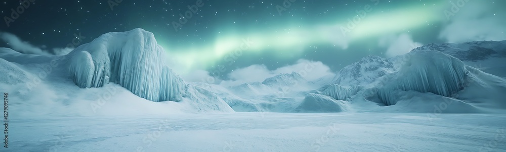 A stunning image of the frozen Arctic tundra featuring towering ice formations in a breathtaking landscape. A stunning image of the frozen Arctic tundra featuring towering ice formations in a breathtaking landscape.