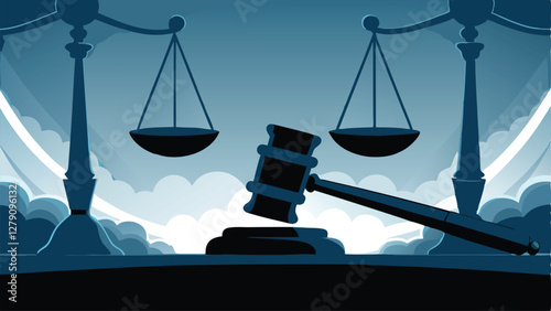 Design a banner advocating for justice reform, incorporating balanced scales and gavels, symbolizing fairness and impartiality in the legal system.