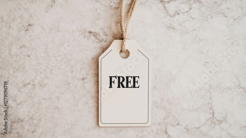 Freebie Tag on Marble: A Minimalist Still Life photo