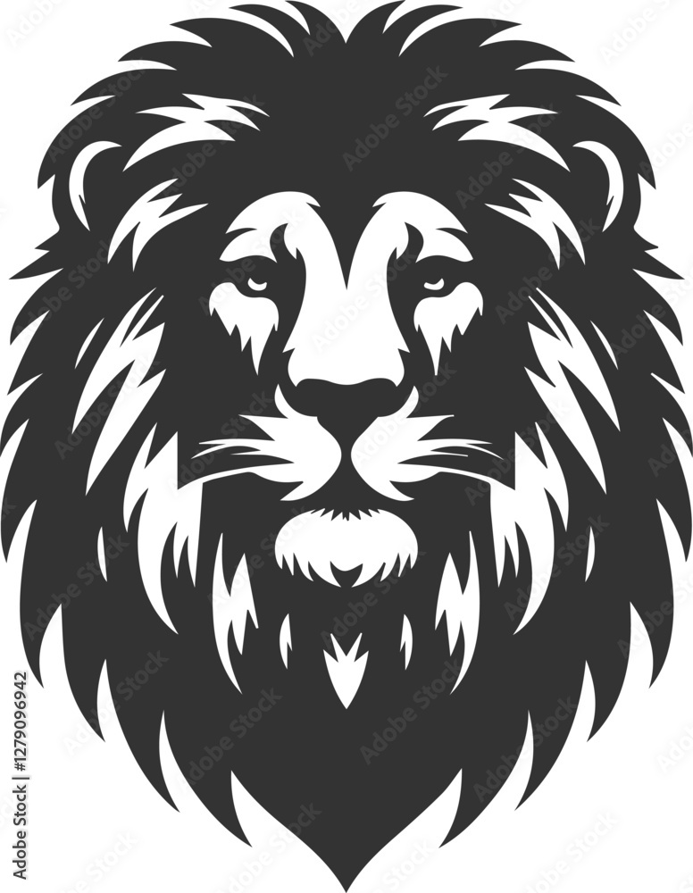 A lion looking straight ahead with a relaxed posture vector A lion looking straight ahead with a relaxed posture vector