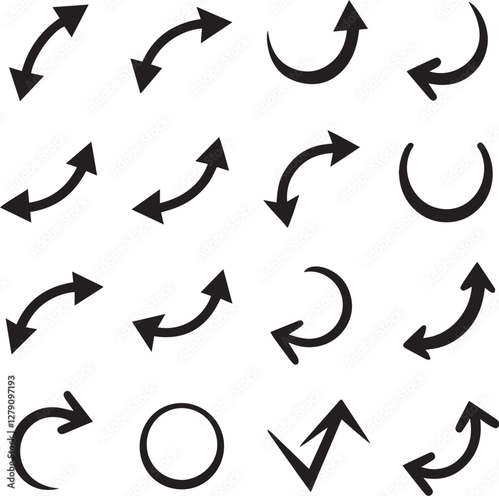 Curved Arrows Icon Set | Hand-Drawn Vector Collection Curved Arrows Icon Set | Hand-Drawn Vector Collection