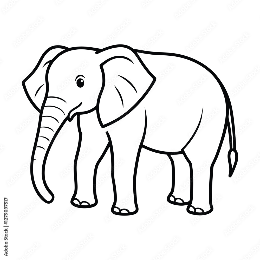 Elephant line art on a white background Elephant line art on a white background