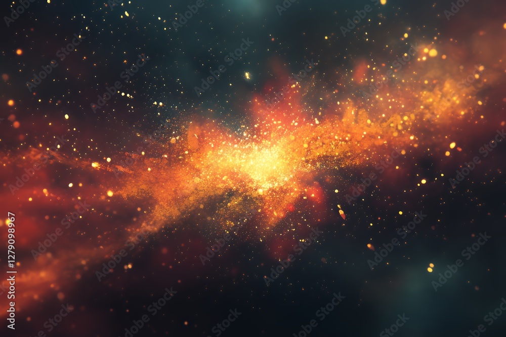 Naklejka premium Fiery Sparks Explode Across Dark Background