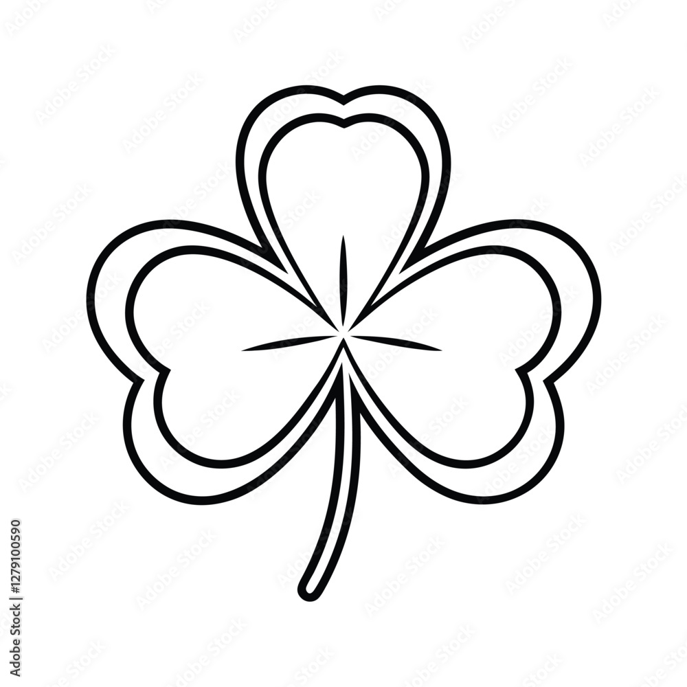 Shamrock, ThreeLeaf Clover, Irish Symbol, St. Patricks Day, Luck, Outline, Illustration, Design, Vec Shamrock, ThreeLeaf Clover, Irish Symbol, St. Patricks Day, Luck, Outline, Illustration, Design, Vec